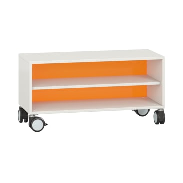 Regalschrank Pureo, offen mit Acrly-Rückwand, Dekor, B100xH33,9xT42cm