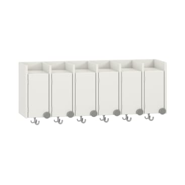 Doppelablage Lyra mit Haken, 6 Türen links, B119,1 x H42,5 x T33 cm