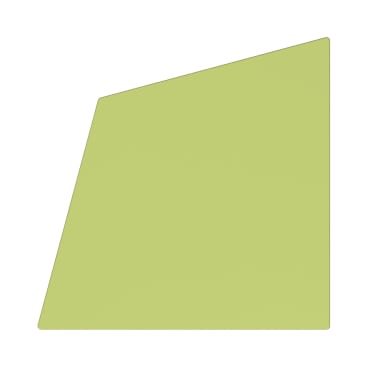 Ein hellgrünes Parallelogramm mit einem Paar nicht paralleler Seiten, die leicht nach links geneigt sind, auf einem schlichten weißen Hintergrund.