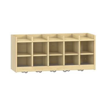 Garderoben-Doppelablage YUNA, versch. Hakenfarben, 5 Fächer, B 99,5 x H 42,5 x T 33 cm