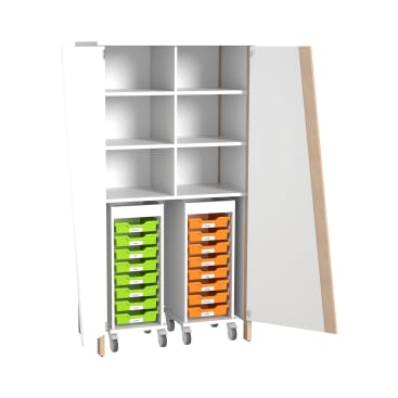 Materialschrank Linus mit 2 Rollwagen, B 110,4 x H 208,6 (mit Füßen) x T 60 cm