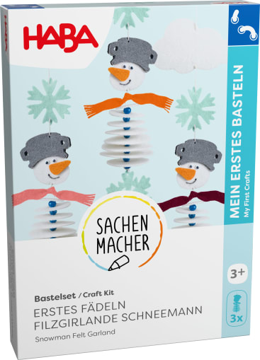 Sachenmacher Erstes Fädeln Filzgirlande Schneemann, Bastelset, ab 3 J.