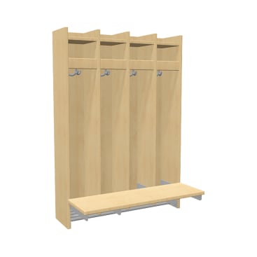 Wandgarderobe YUNA mit Sitz, 4 Felder, B 81 x H 115,8 x T 47 cm