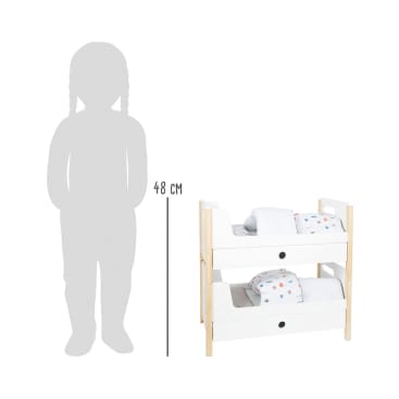 Puppenhochbett 2in1, Holz, mit Wendebettwäsche, ab 3 Jahren
