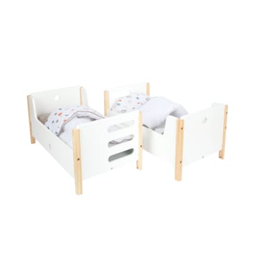 Puppenhochbett 2in1, Holz, mit Wendebettwäsche, ab 3 Jahren