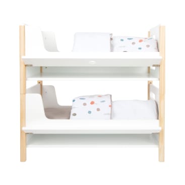 Puppenhochbett 2in1, Holz, mit Wendebettwäsche, ab 3 Jahren