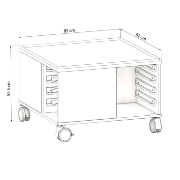 Bau- und Konstruktionstisch mittel, mit Rollen, L 82 x B 82 x H 55 cm