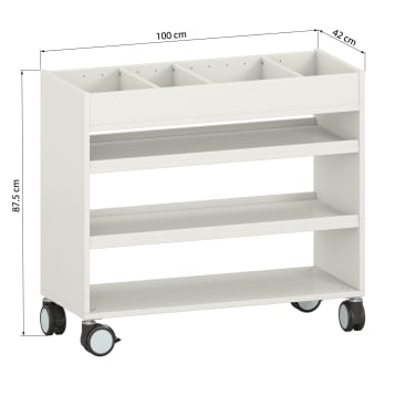 Kreativwagen klein, Atelierwagen mit Rollen, L 100 x B 42 x H 87,5 cm
