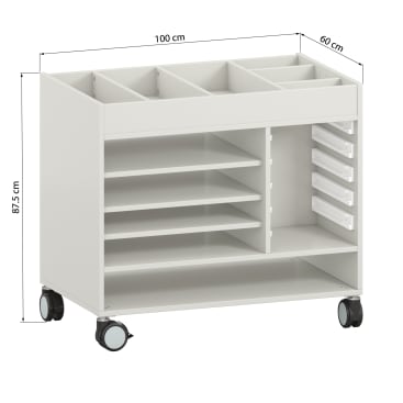 Kreativwagen mittel, Atelierwagen mit Rollen, L 100 x B 60 x H 87,5 cm