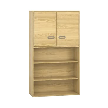 Kombischrank mit Doppeltür, unten offen, Furnier, B 100 x H 175 x T 42 cm