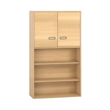 Kombischrank mit Doppeltür, unten offen, Furnier, B 100 x H 175 x T 42 cm