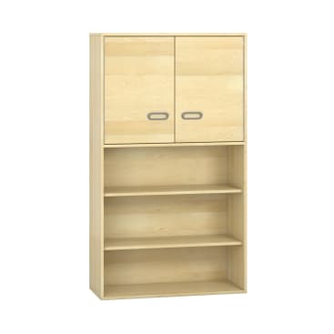 Kombischrank mit Doppeltür, unten offen, Furnier, B 100 x H 175 x T 42 cm