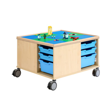 Bau- und Konstruktionstisch mittel, mit Rollen, L 82 x B 82 x H 55 cm