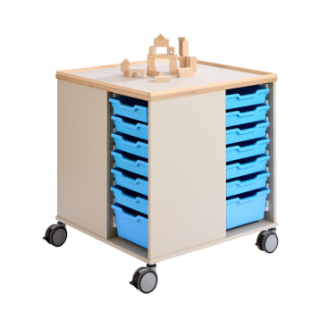 Bau- und Konstruktionstisch groß, mit Rollen, L 82 x B 82 x H 89 cm