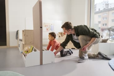 Spielhaus mit Trennwandfunktion, schalldämmend, 59,5 x 119 x 55 cm