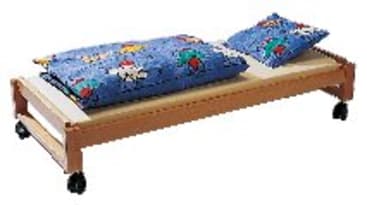 Kindergarten-Stapelbett mit 4 Lenkrollen, L 147 x B 62,5 x H 20 cm
