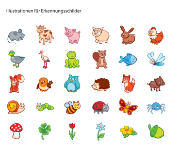 Kunststoff-Erkennungsschild Kunterbunt, 30 Stück