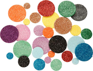 Moosgummi-Punkte Glitter, ca. 1.000 Punkte in 10 Farben