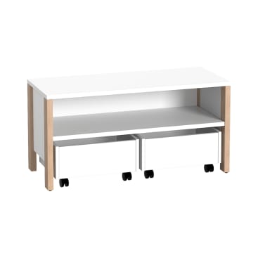 Regalschrank Linus mit 2 Rollkästen, B 110,4 x H 55 (mit Füßen) x T 45,7 cm