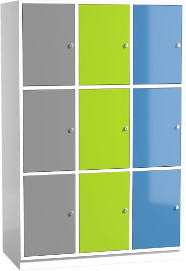 Schultaschenschrank, 3 x 3 Fächer, B 107,5 x H 165 x T 50 cm