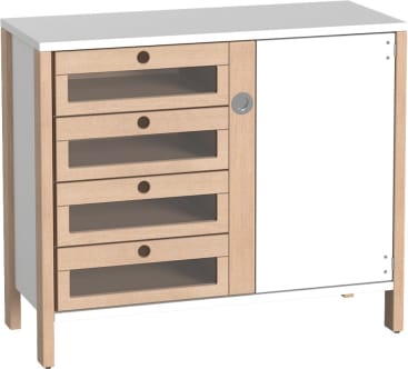 Regal-/Schubkastenschrank Linus, B 110,4 x H 93,4 (mit Füßen) x T 45,7 cm