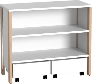 Regalschrank Linus, offen, mit 2 Rollkästen, B 110,4 x H 93,4 (mit Füßen) x T 45,7 cm