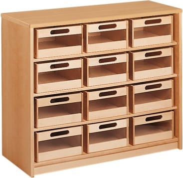 Schrank Forminant mit 12 Acryl-Materialkästen, B 100 x H 83,6 x T 39,4 cm