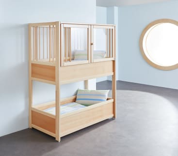 Krippen-Etagenbett mit 2 Flügeltüren