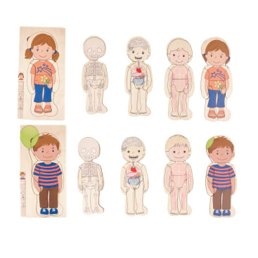 Schichtenpuzzle-Set Mädchen & Junge, 2 x 28 Teile