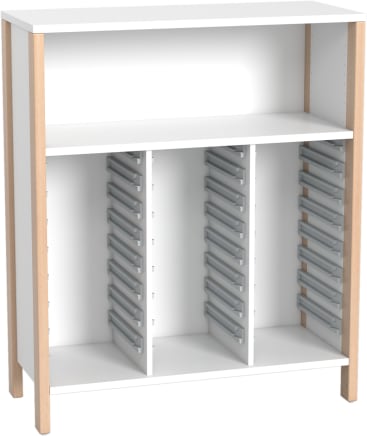 Schrank Linus für 24 Materialboxen, B 110,4 x H 131,8 (mit Füßen) x T 45,7 cm