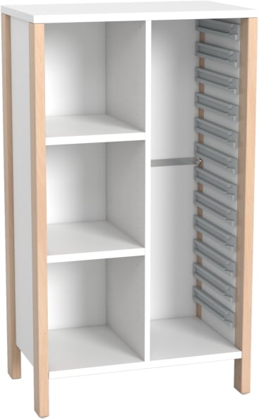 Schrank Linus für 12 Materialboxen, B 75,3 x H 131,8 (mit Füßen) x T 45,7 cm