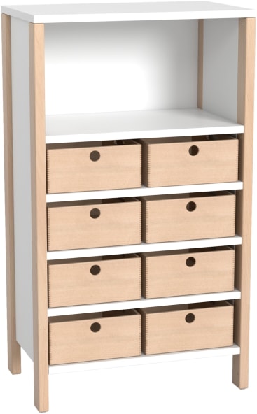 Regalschrank Linus mit 8 Materialkästen, B 75,3 x H 75,3 (mit Füßen) x T 45,7 cm