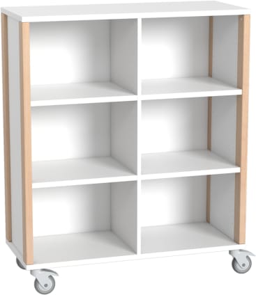 Regalschrank Linus, offen, B 110,4 x H 131,8 (mit Rollen) x T 45,7 cm