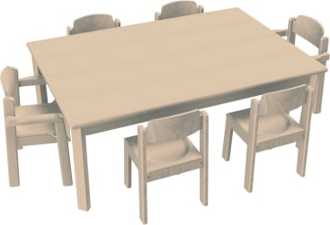 Stuhl-Tisch-Kombination mit Filzgleitern für die Krippe, L 120 x B 80 x H 46 cm, Sitzhöhe 26 cm