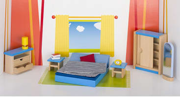 Goki Puppenhaus-Möbel Schlafzimmer