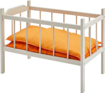 Puppenbett natur aus Holz, 4-teilig