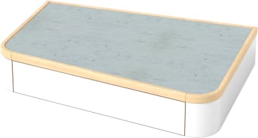 Podest, schräg, ohne Rollkasten; H 22 cm, Linoleum-Belag