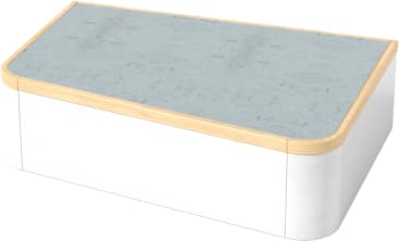 Podest, schräg, ohne Rollkasten; H 33, Linoleum-Belag