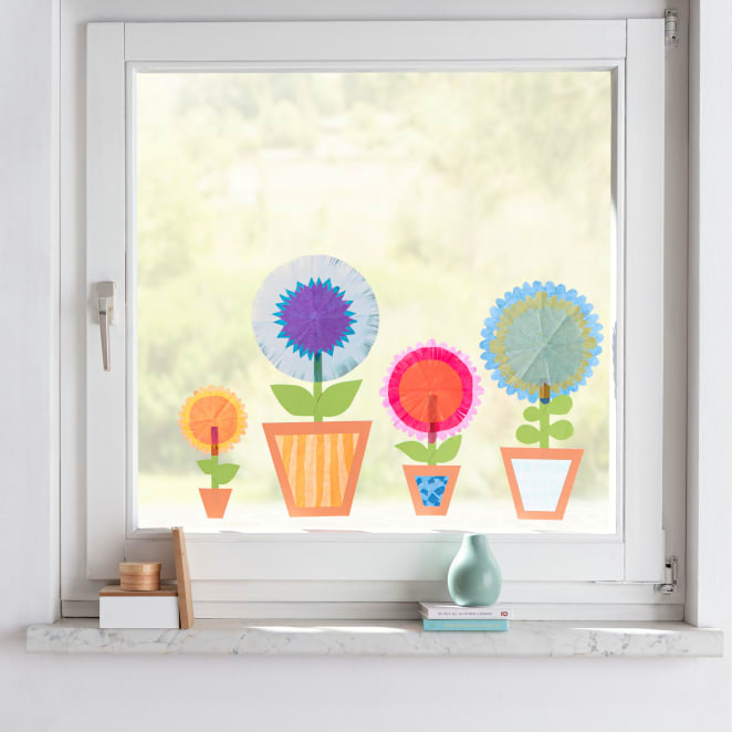 Sachenmacher Fensterbild Blumentöpfchen, Bastelset für 8 Stück
