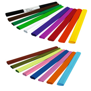 Krepp-Papier-Sortiment, 32 g/m2, 50 x 250 cm, 70 Rollen in 18 Farben
