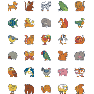 Selbstklebende Papier-Erkennungsschilder Tiere, 90 Stück