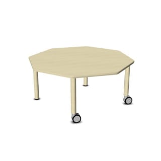 Tisch move upp achteckig, Holzbeine mit Rollenmix, L 126 x B 126 cm