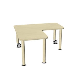Tisch move upp, Holzbeine mit Rollenmix, L 120 x B 120 cm