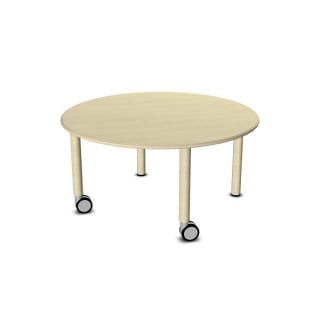 Tisch move upp rund, Holzbeine mit Rollenmix, Ø 120 cm