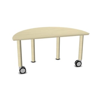 Tisch move upp halbrund, Holzbeine mit Rollenmix, Ø 120 cm
