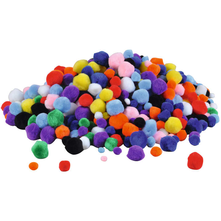 Pompon-Set, 1200 Stück in 5 Größen und 10 Farben