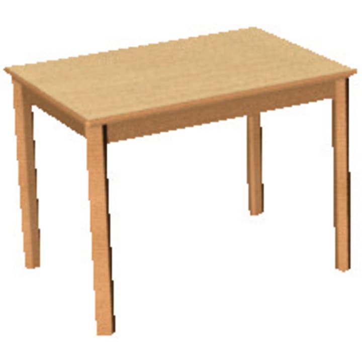 Tisch rechteckig, Holzzarge mit Gleitern, L 80 x B 60 cm