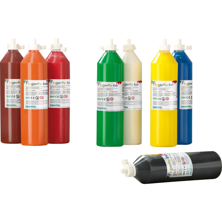 HABA Pro Fingerfarben-Sortiment, 8 Farben à 750 ml
