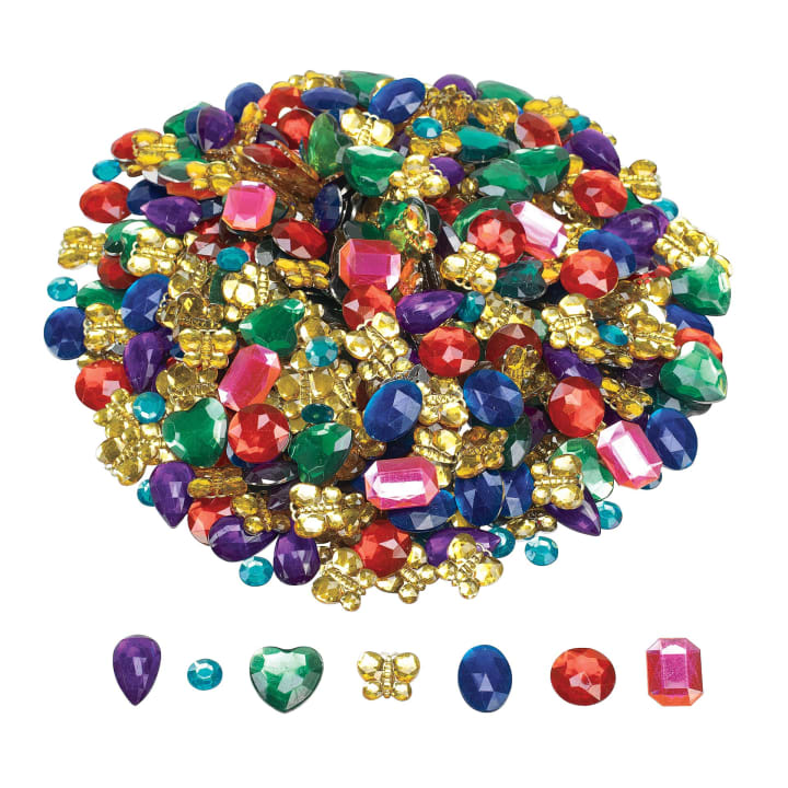 VBS XXL Schmucksteine Mix – 430g, Ca. 2500 Stück, Selbstklebend, Für Basteln & Deko