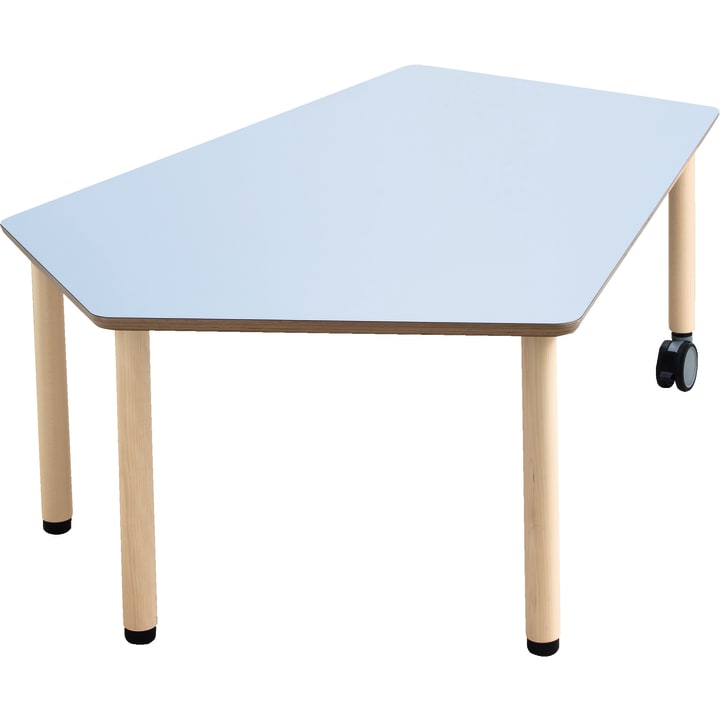 Fünfeck-Tisch grow upp klein, Holzbeine mit Rollenmix, L 115,8 x B 104,2 cm